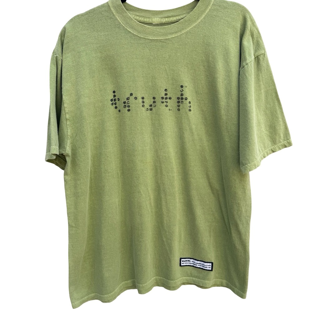 Truth Vintage Y2K Anti-Tobacco Propaganda Streetwear Graphic Shirt Green Men‎ XL